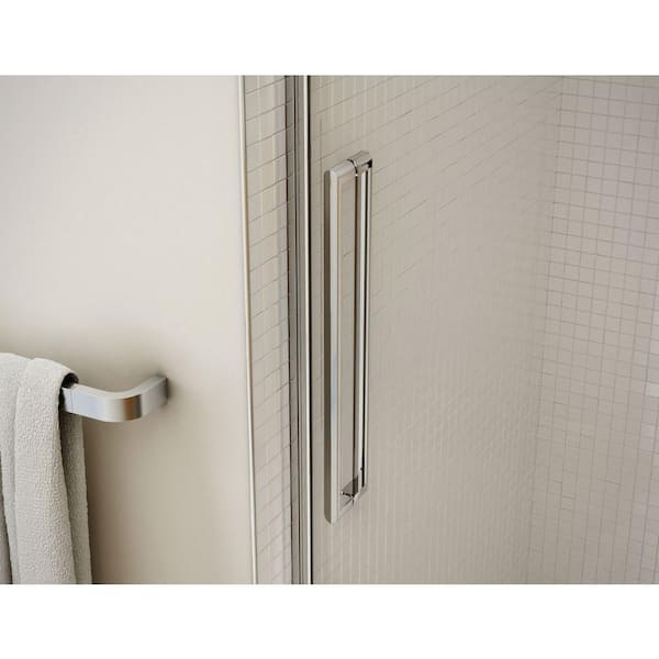 Utile Metro 32 in. x 48 in. x 83.5 in. Center Drain Alcove Shower Kit in Soft Grey with Chrome Shower Door