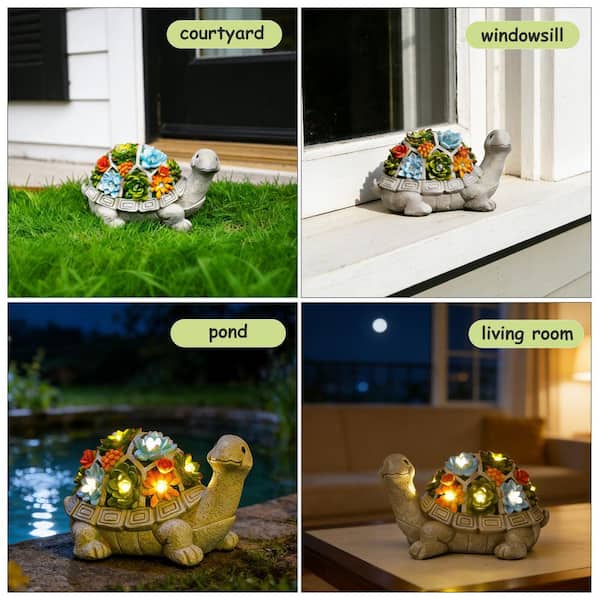 Goodeco Solar Garden Outdoor Statues Turtle-Lawn Decor Patio, Yard