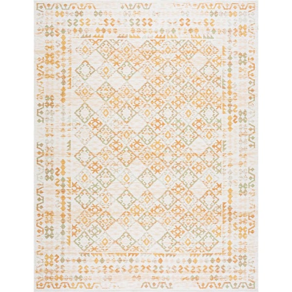 Flora Orange 8 ft. x 10 ft. Moroccan Indoor/Outdoor Area Rug