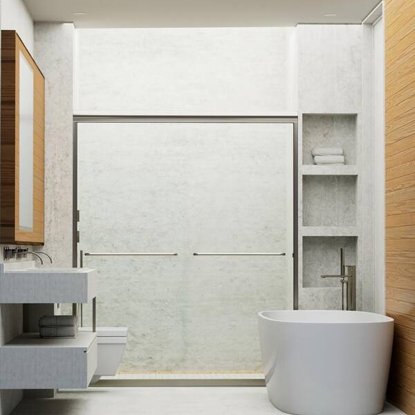 Staykiwi 60 in. W x 72 in. H Double Sliding Framed Shower Door in Matte Black Finish with Clear Glass