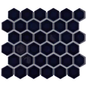Hudson 2 in. Due Hex Smoky Blue 12-1/2 in. x 11-1/4 in. Porcelain Floor and Wall Mosaic (9.97 sq. ft. /Case)