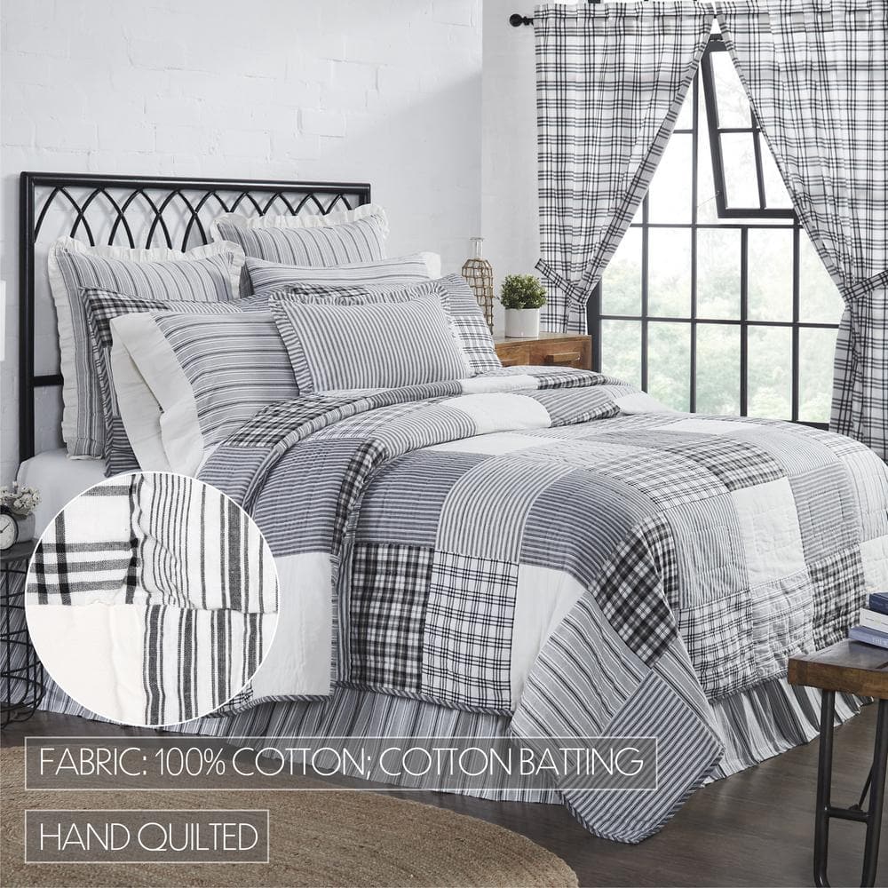 Sawyer Mill Black and White Cotton Patchwork Queen Quilt