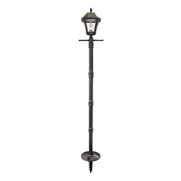 Baytown II Bulb Black Outdoor Solar Weather Resistant Integrated LED Landscape Post Light and Lamp Post with Anchor