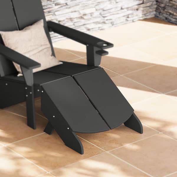 Coastin Gray Poly Plastic Outdoor Patio Weather Resistant Modern Foldable Adirondack Chair Ottoman