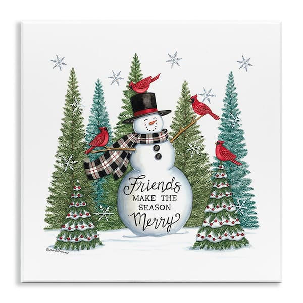 Stupell Industries Winter Friendship Snowman by Deb Strain 1-Piece Unframed Graphic Print Typography Poster Art Print 12 in. x 12 in.