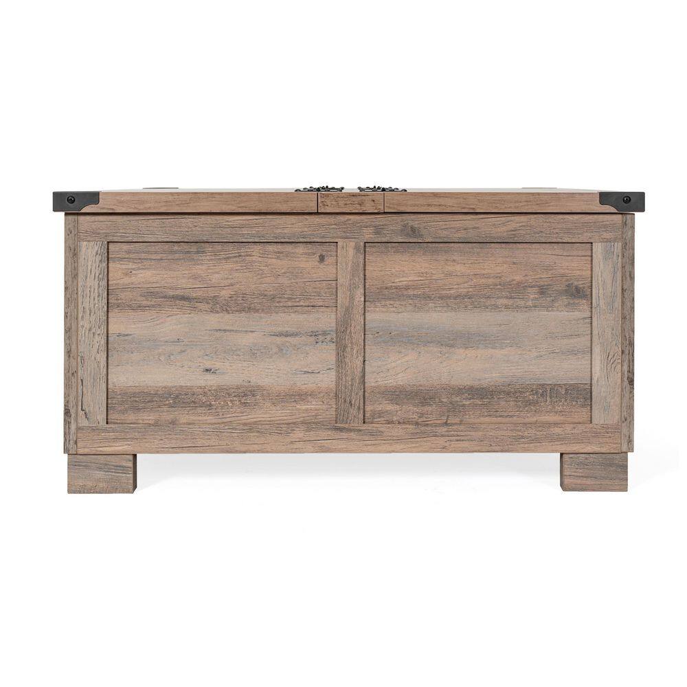 Rustic Gray Wash Square Wood and Metal Lift-Top Coffee Table with Storage