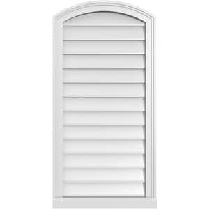 20 in. x 40 in. Arch Top Surface Mount PVC Gable Vent: Functional with Brickmould Sill Frame