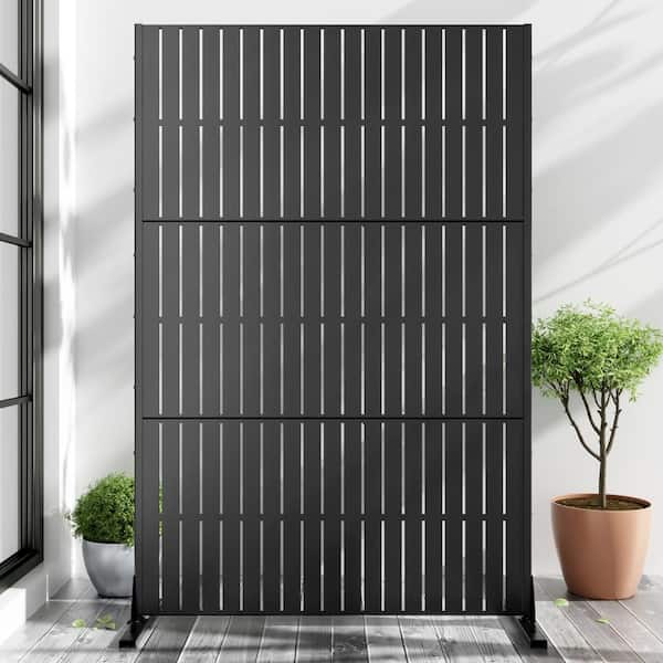 72 in. H x 47 in. W Wall Sculptures Outdoor Privacy Screens Garden Fence in Black