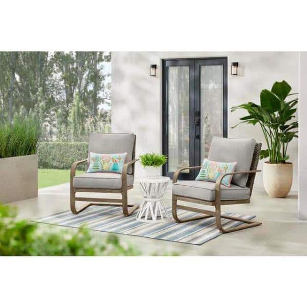Hampton Bay Hampshire Place Cushioned Steel Wicker Outdoor Lounge Chair With Cushionguard Stone Gray Cushions 2 Pack Frs60860r 2pk - 2 215 4 Patio Chair Diy Set
