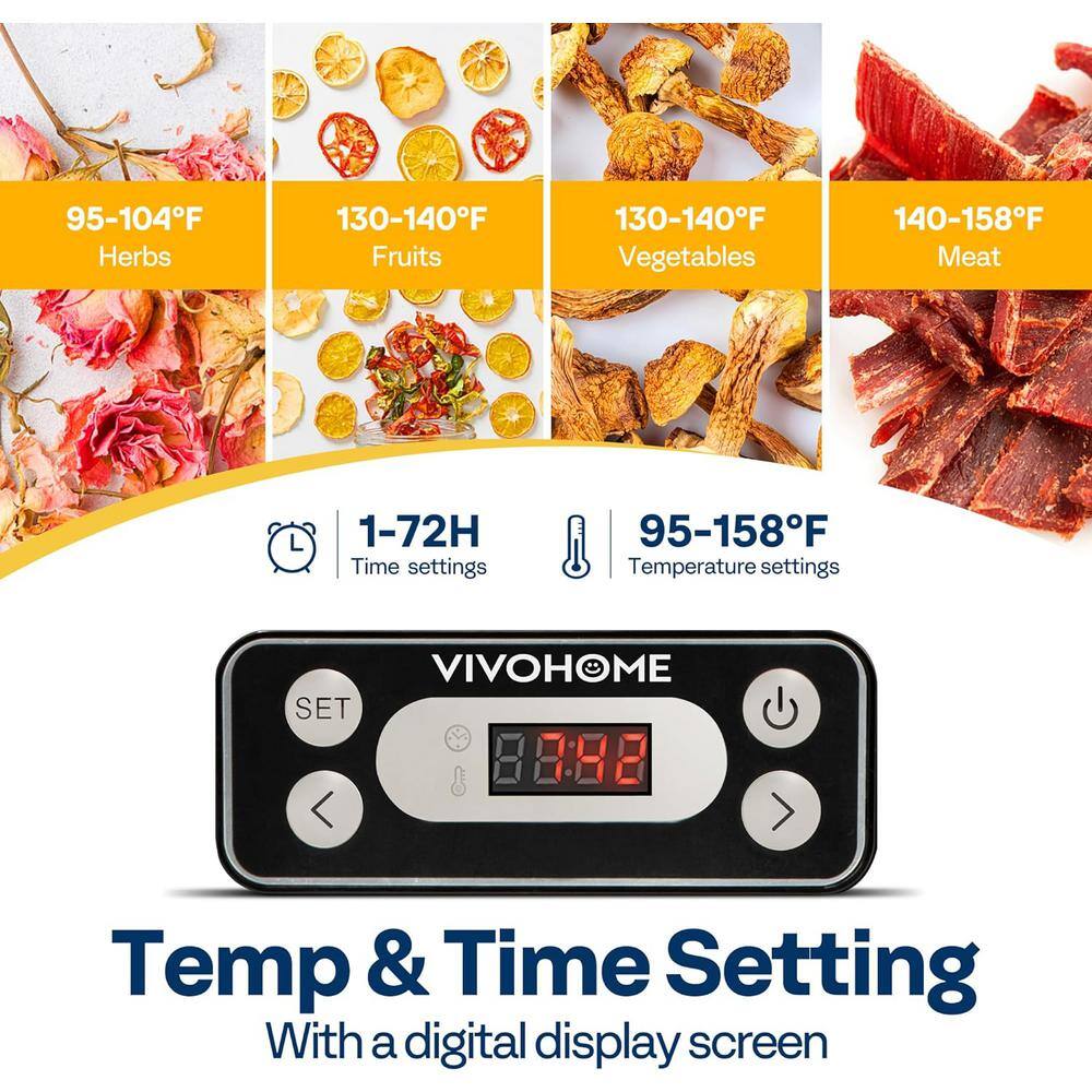 Black 5-Tray Adjustable Thermostat Food Dehydrator