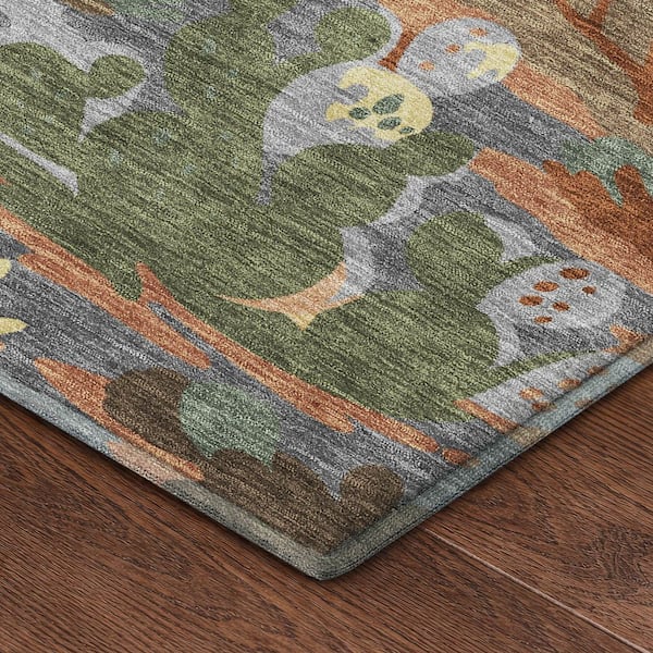 Mayfield Premium Machine Washable Abstract AMF2496 Paprika 8 ft. x 10 ft. Area Rug