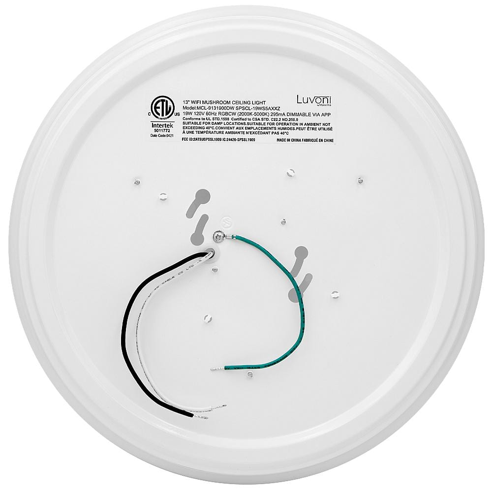 Modern 13" Smart LED Flush Mount Ceiling Light, Dimmable, White