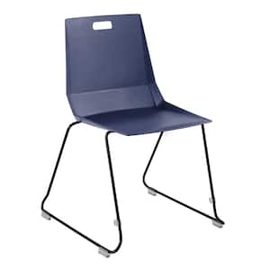 LūvraFlex Series Plastic Seat Stackable Ergonomic Chair, in Blue Seat/Back, Black Metal Frame