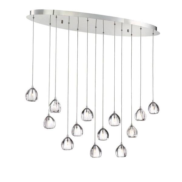 Eurofase Lucido 13-Light Chrome Chandelier with Glass Shade