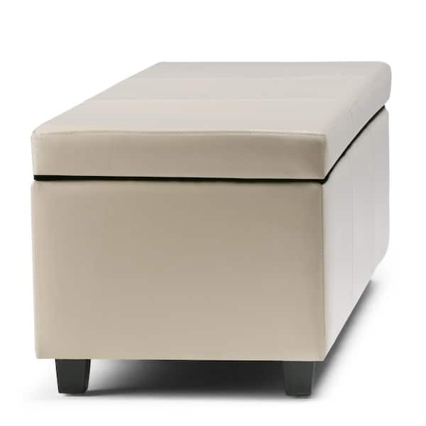 Brooklyn Max Lincoln 42 Inch Wide Contemporary Rectangle Storage Ottoman In Satin Cream Faux Leather Bmavaotbn02cr The Home Depot Max Lincoln 42 Inch Wide Contemporary, Cream Storage Ottoman