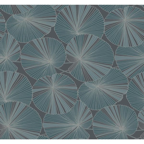 Candice Olson Layered Deep Blue Lily Pads Wallpaper