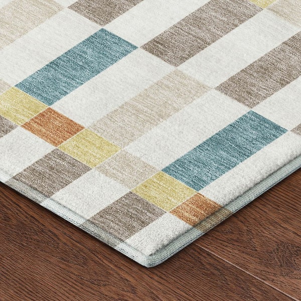 Mayfield Premium Machine Washable Abstract AMF2548 Ivory 2 ft. x 3 ft. Accent Rug