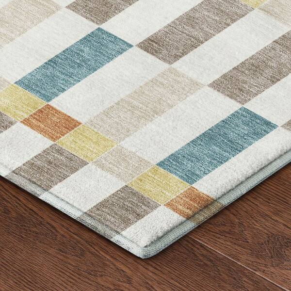 Mayfield Premium Machine Washable Abstract AMF2548 Ivory 5 ft. x 7 ft. 6 in. Area Rug