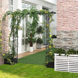 82 .75 in. x 77.25 in. Metal Garden Trellis Arch with Durable Steel Tubing & Elegant Scrollwork, Perfect for Weddings