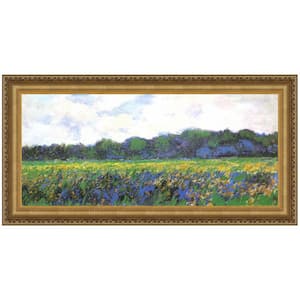 Field of Yellow Irises at Giverny 1887 by Claude Monet Framed Nature Oil Painting Art Print 22.75 in. x 41.25 in.