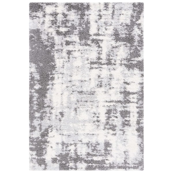 Lindsay Shag 5 ft. x 8 ft. Dark Gray/Gray Patchy Distressed Area Rug
