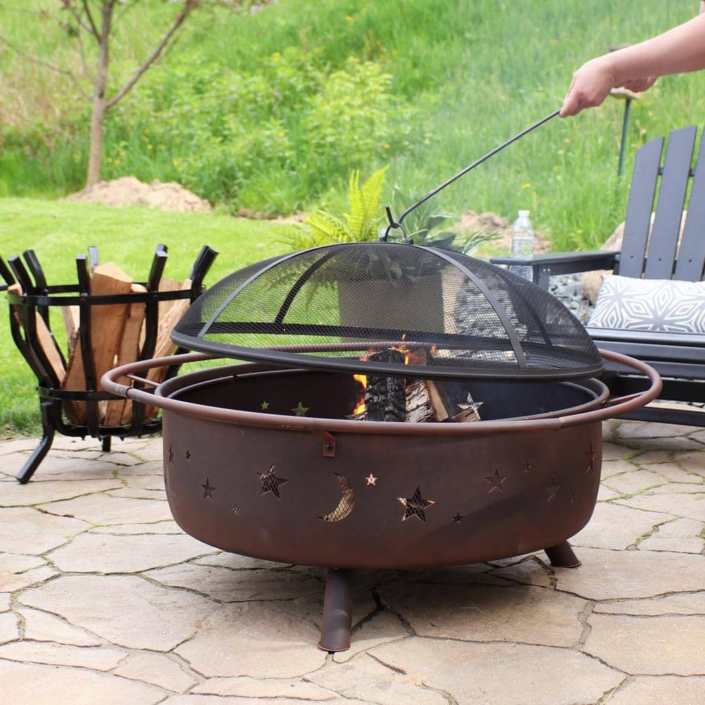 Sunnydaze 42" Bronze Wood-Burning Fire Pit with Spark Screen