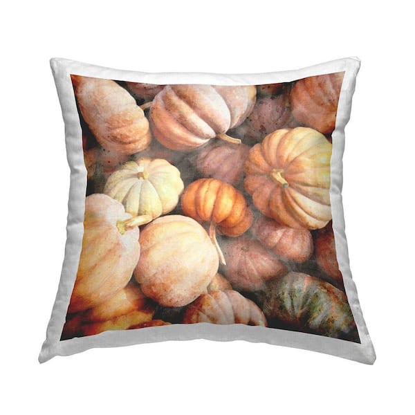 Autumn Pumpkin Harvest Multi-Color Abstract Polyester 18in. X 18in. Throw Pillow