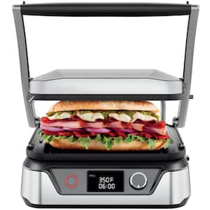 1500 W Stainless Steel 5-in-1 Sandwich Maker with Reversible Grill Nonstick Plates and LCD Display