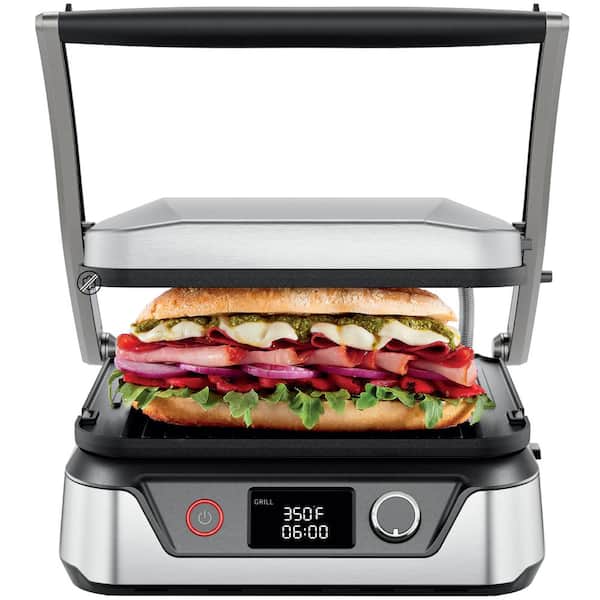 Chefman 1500 W Stainless Steel 5-in-1 Sandwich Maker with Reversible Grill Nonstick Plates and LCD Display