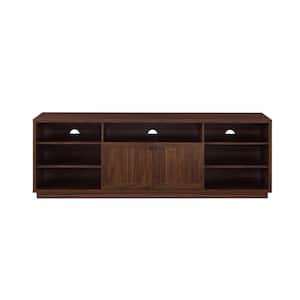 70 in. Dark Walnut Wood Transitional 2-Door TV Stand for TVs up to 75 in. with Cord Management