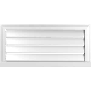 34 in. x 16 in. Vertical Surface Mount PVC Gable Vent: Functional with Brickmould Sill Frame