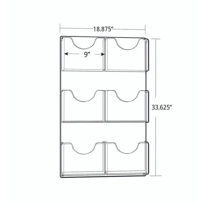 Clear Acrylic Wall Mounted 6-Pocket Magazine Holder
