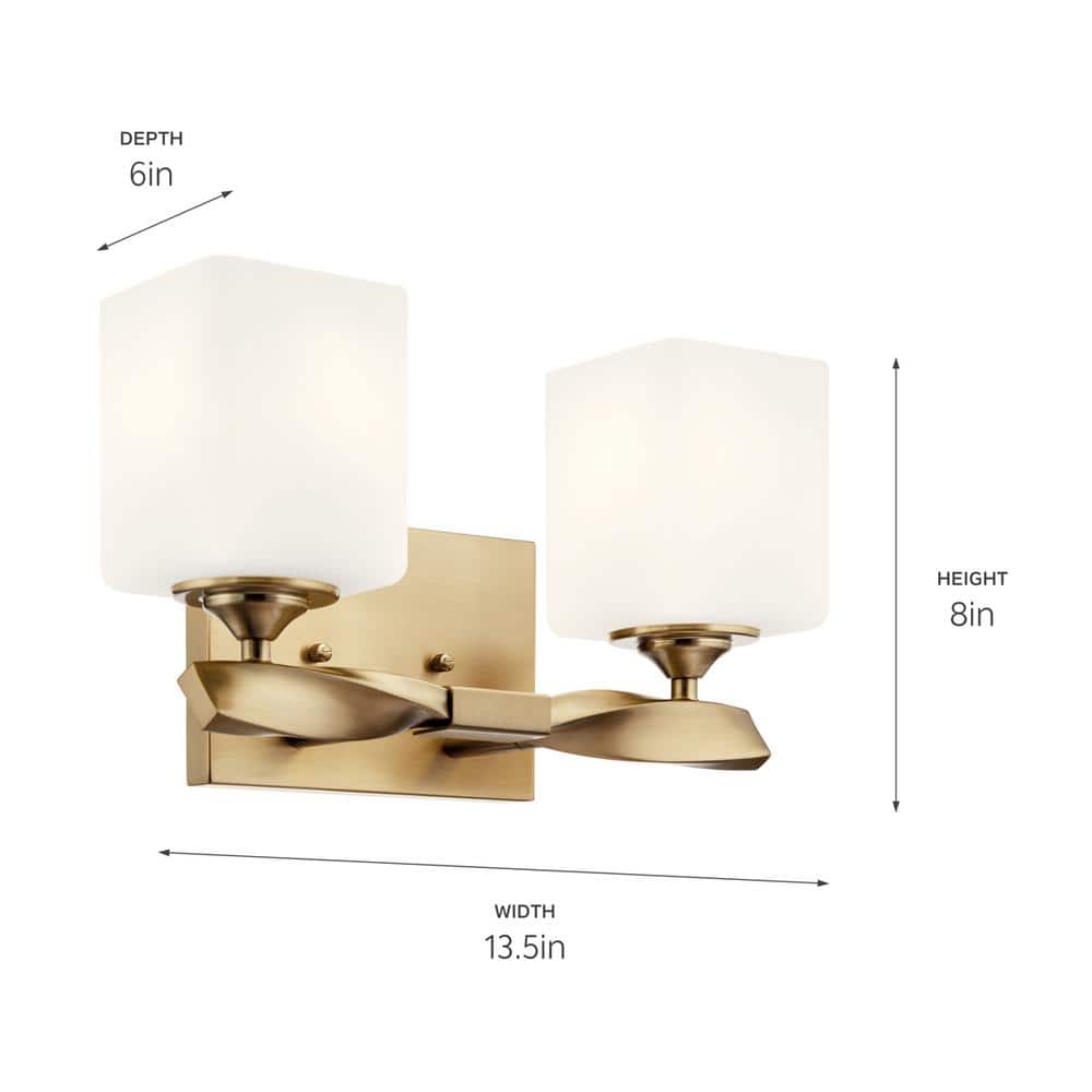 Champagne Bronze 2-Light Vanity with Satin Etched Opal Glass