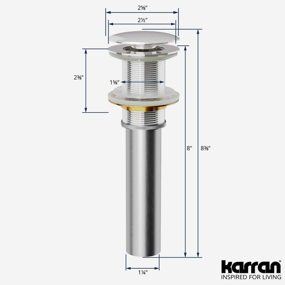 Chrome Brass Pop-Up Bathroom Sink Drain Assembly