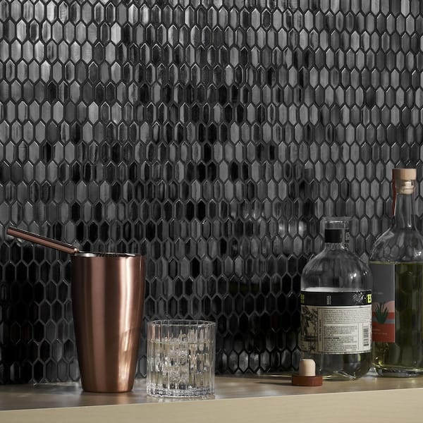 no.111 黒南風のダルメシアンと雨粒クリスタル Ivy Hill Tile Glimmer Iridescent Black 11.61 in. x 11.73 in
