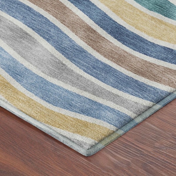 Mayfield Premium Machine Washable Abstract AMF2333 Blue 10 ft. x 14 ft. Area Rug