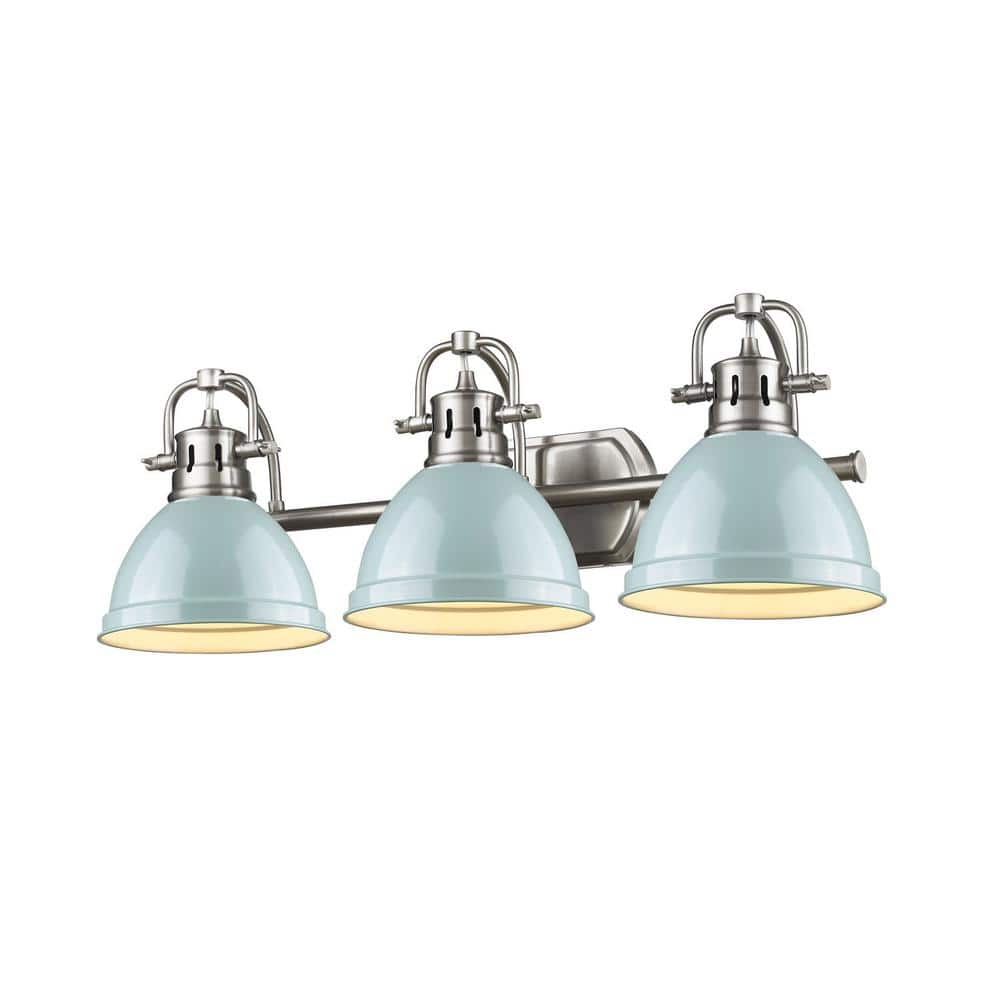 Golden Lighting Duncan 3-Light Pewter Bath Light with Sea Foam Shade 3602-BA3 PW-SF Sansujyuku sansujyuku.com