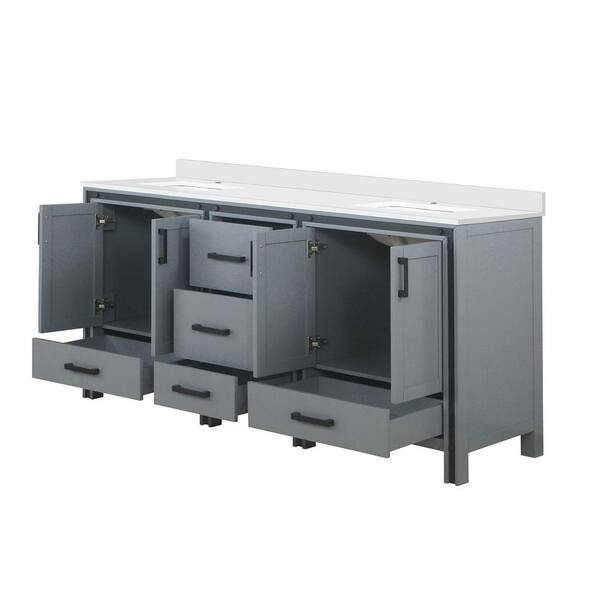 Shepherd 72② Lexora Ziva 72 in W x 22 in D Dark Grey Double Bath Vanity