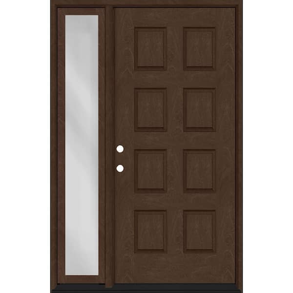 Regency 49 in. x 80 in. 8-Panel RHIS Hickory Mahogany Fiberglass Prehung Front Door w/10in. SL w/ 6-9/16 Jamb