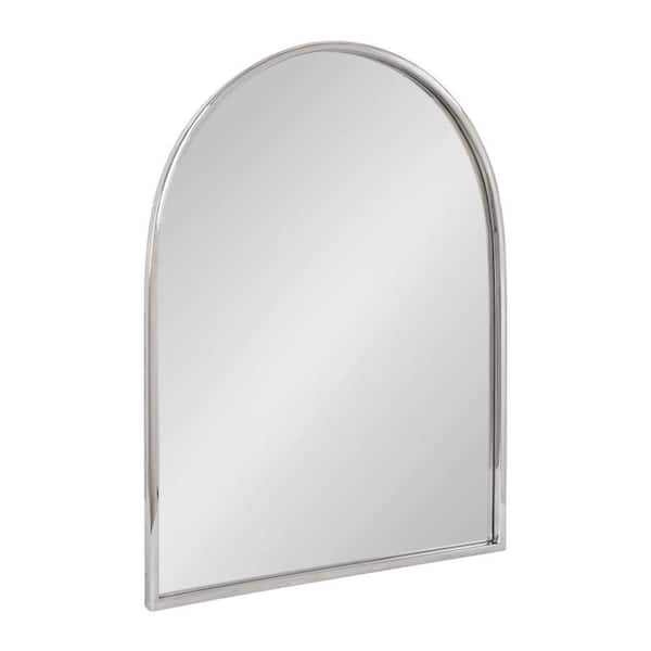 Kate and Laurel Rowla 24.00 in. W x 32.00 in. H Arch Metal Silver Framed Modern Wall Mirror