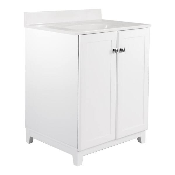 Design House 24 in. x 21 in. x 33 in. 2-Door Bath Vanity in White with 4 in. Centerset White on White CM Vanity Top with Basin