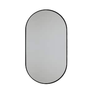 Khristy 39 in. H x 23.6 in. W Oval Metal Framed Wall Mount Bathroom Vanity Mirror in Black