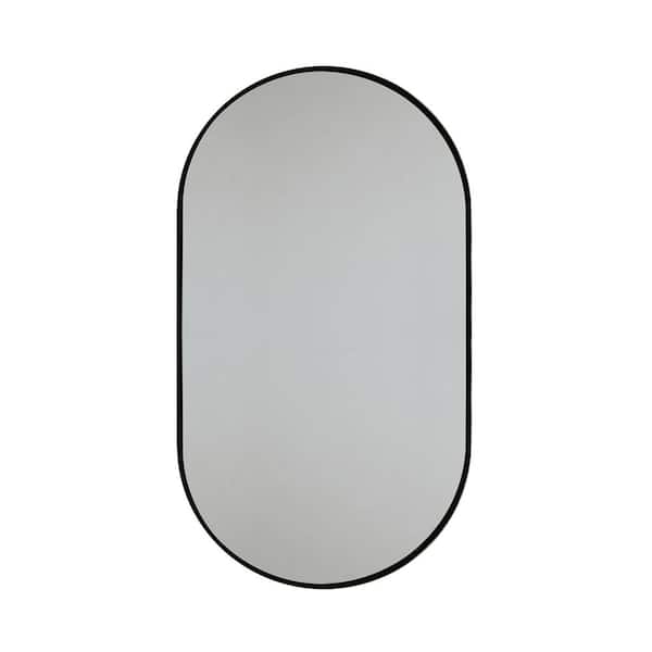 Decor Wonderland Khristy 39 in. H x 23.6 in. W Oval Metal Framed Wall Mount Bathroom Vanity Mirror in Black