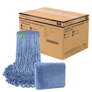 1.25 in. Loop End Commercial String Mop Blended Mop Head Replacement Refill 20 oz. Blue (24-Pack)