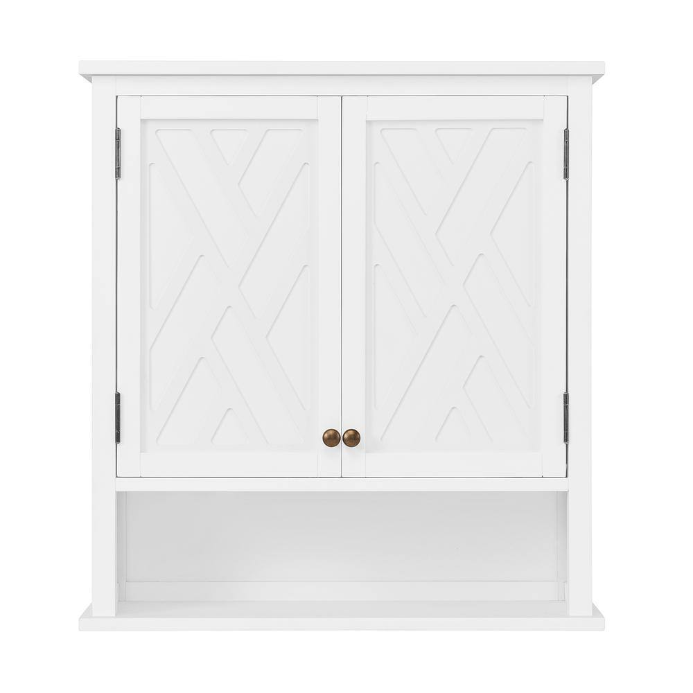 White Wood Over-the-Toilet Storage Cabinet with Doors