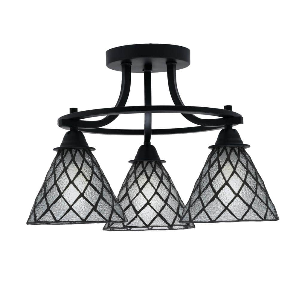 Madison 3-Light Semi-Flush Shown In Matte Black Finish With 17 in. Diamond 
