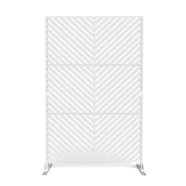 Uixe UIXE 76 in. Galvanized Steel Garden Fence Outdoor Privacy Screen Garden Screen Panels in White