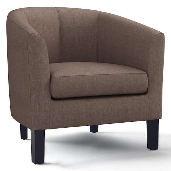 Simpli Home Austin 30 in. Light Mocha Wide Contemporary Tub Chair in Linen Look Fabric