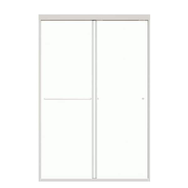 VANITYFUS 44 to 48 in. W. x 72 in. H Double Sliding Framed Shower Door in Brushed Nickel with 1/4 in. (6 mm) Clear Glass