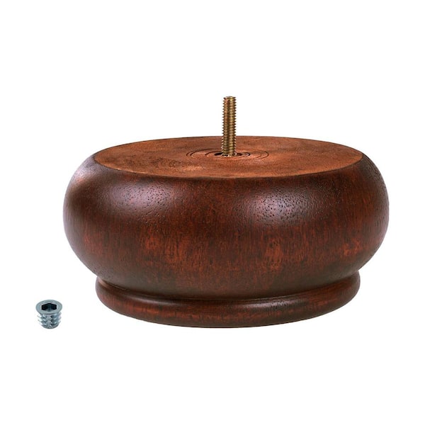 American Pro Decor 3 in. x 6-3/4 in. Stained Cherry Solid Hardwood Round Bun Foot